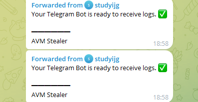 AVM Stealer Telegram bot ready notification