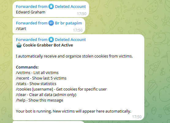 Fox Stealer cookie grabber bot interface
