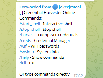 Joker SHELL credential harvester command list