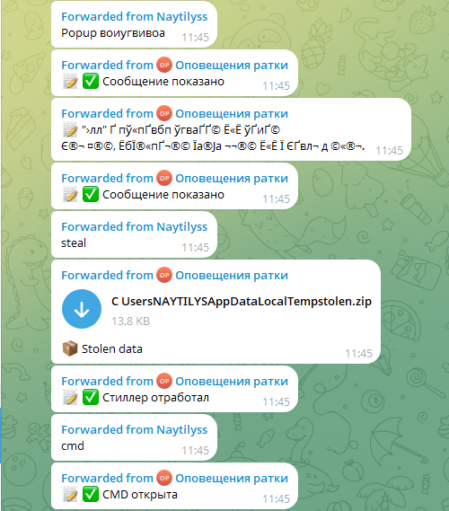 Naytilyss stealer first log - actor stealing from own machine