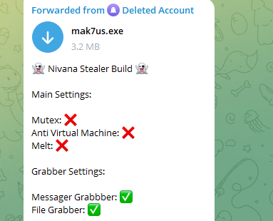 Nivana Stealer build settings