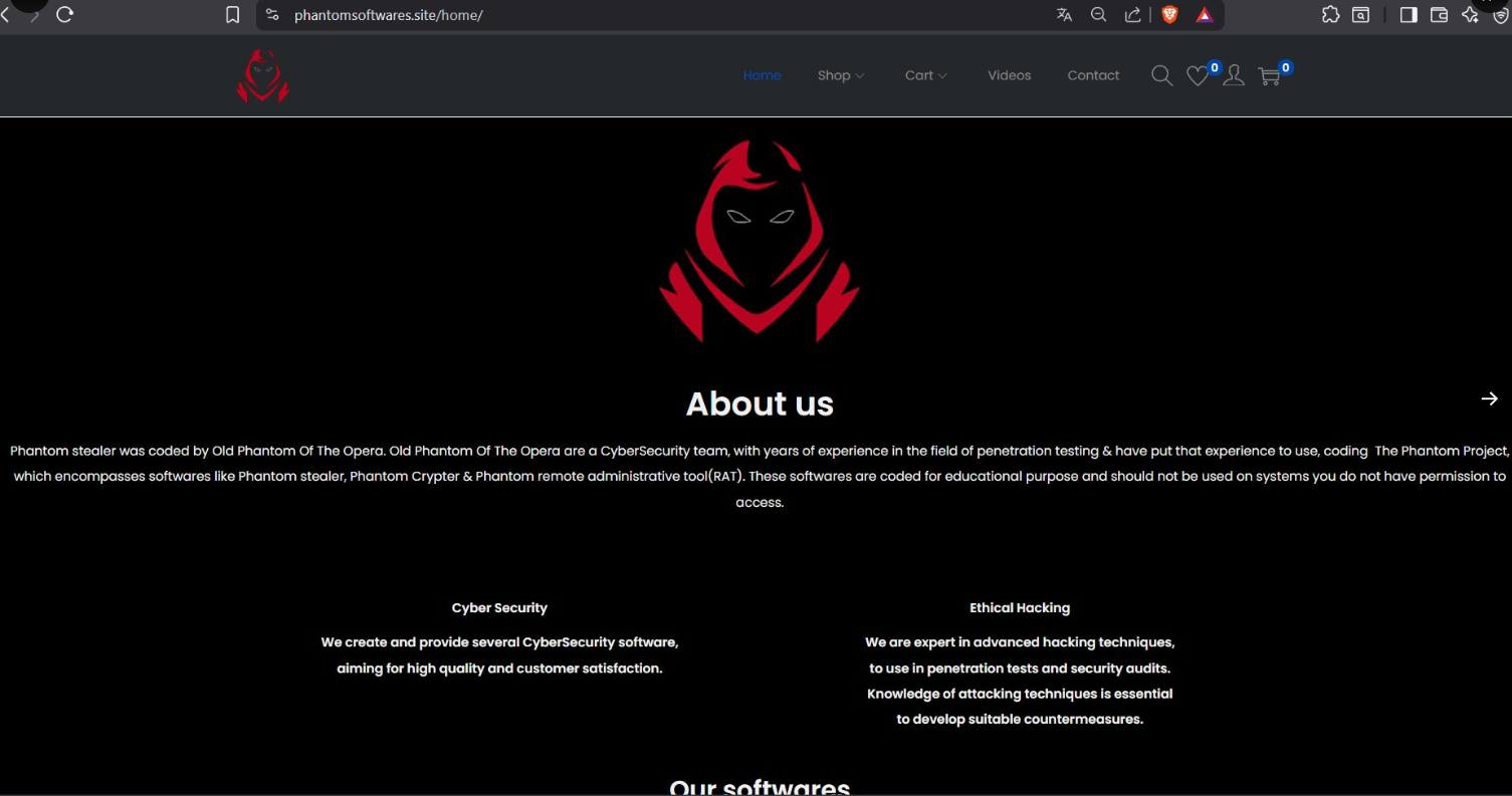 Phantom Stealer official sales website