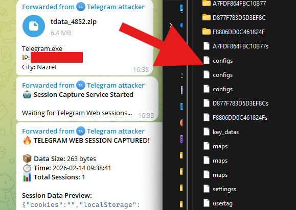 Telegram session stealer first tdata ZIP and session structure