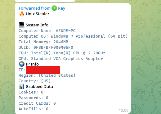 Unix Stealer core system report - AZURE-PC
